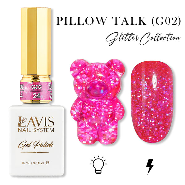 LAVIS Glitter G02 - 24 - Gel Polish 0.5 oz - Pillow Talk Collection by LAVIS NAILS sold by DTK Nail Supply