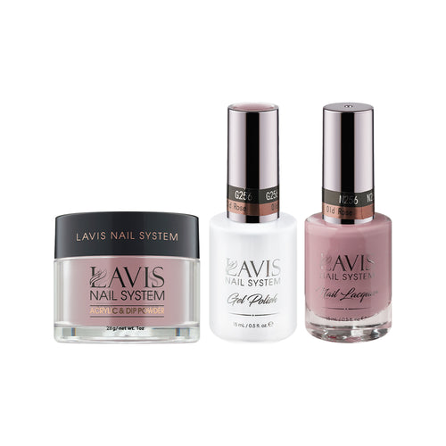  LAVIS 3 in 1 - 256 Old Rose - Acrylic & Dip Powder, Gel & Lacquer by LAVIS NAILS sold by DTK Nail Supply