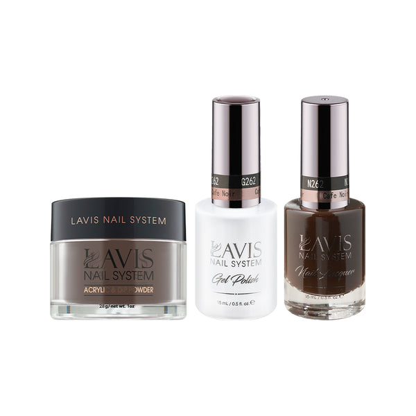  LAVIS 3 in 1 - 262 Cafe Noir - Acrylic & Dip Powder, Gel & Lacquer by LAVIS NAILS sold by DTK Nail Supply