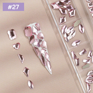 12 Grids Flat Diamonds Rhinestones #27 Pink