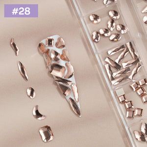 12 Grids Flat Diamonds Rhinestones #28 Rose