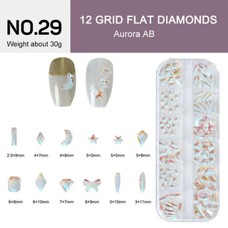 12 Grids Flat Diamonds Rhinestones #29 Aurora AB
