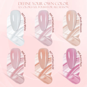 LDS Color Craze Gel Nail Polish - Set 12 Colors - Softly Sheer Collection (no sample display)