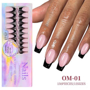 3 - in - 1 Coattips - French Nails Tips - Full Cover Press on Nails - OM01 - DTK Nail Supply