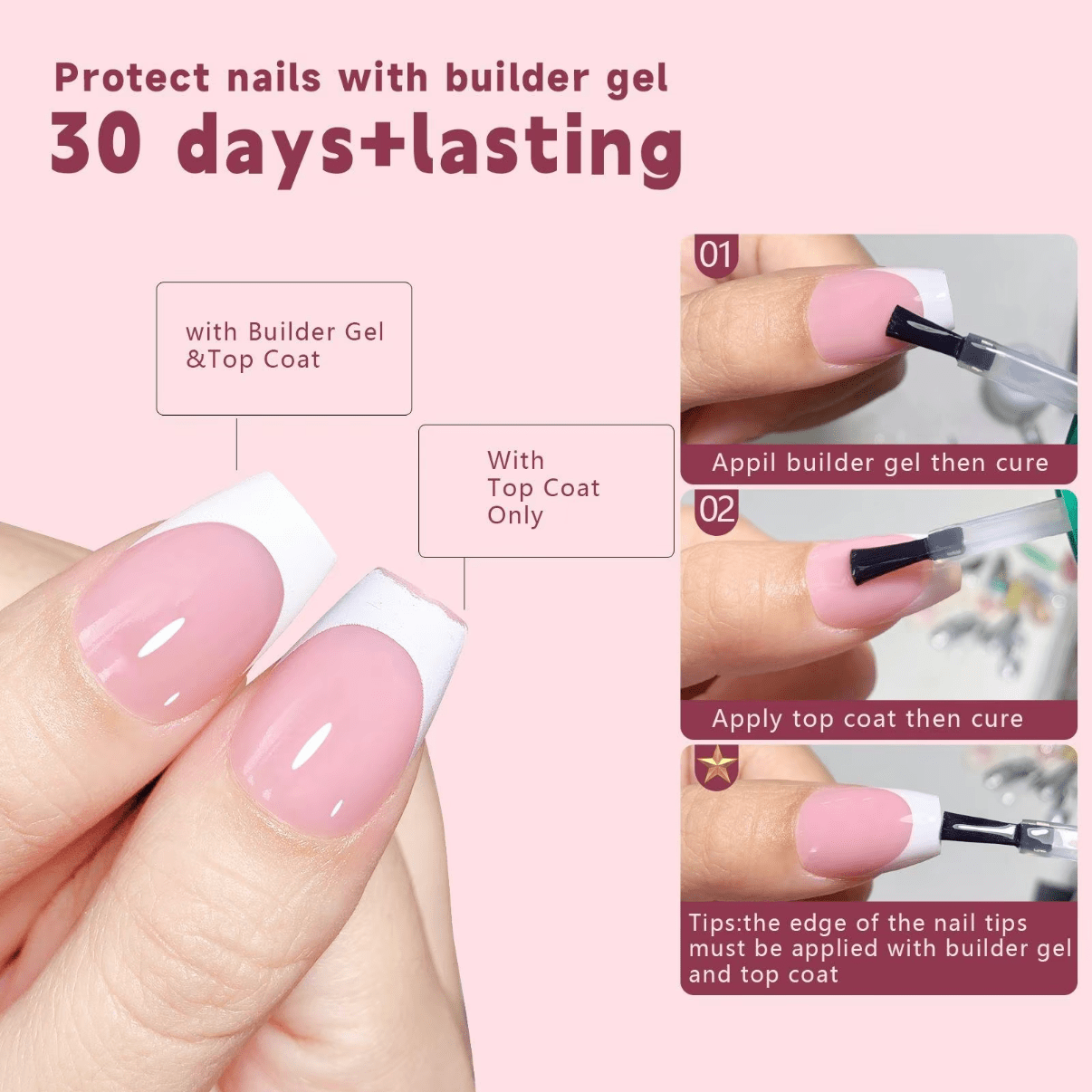 3 - in - 1 Coattips - French Nails Tips Full Cover Press on Nails - YS10 - DTK Nail Supply