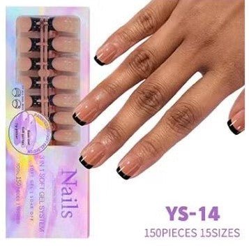 3 - in - 1 Coattips - French Nails Tips Full Cover Press on Nails - YS14 - DTK Nail Supply