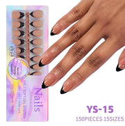 3 - in - 1 Coattips - French Nails Tips Full Cover Press on Nails - YS15 - DTK Nail Supply