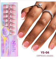 3 - in - 1 Coattips - French Nails Tips Full Cover Press on Nails - YS4 - DTK Nail Supply