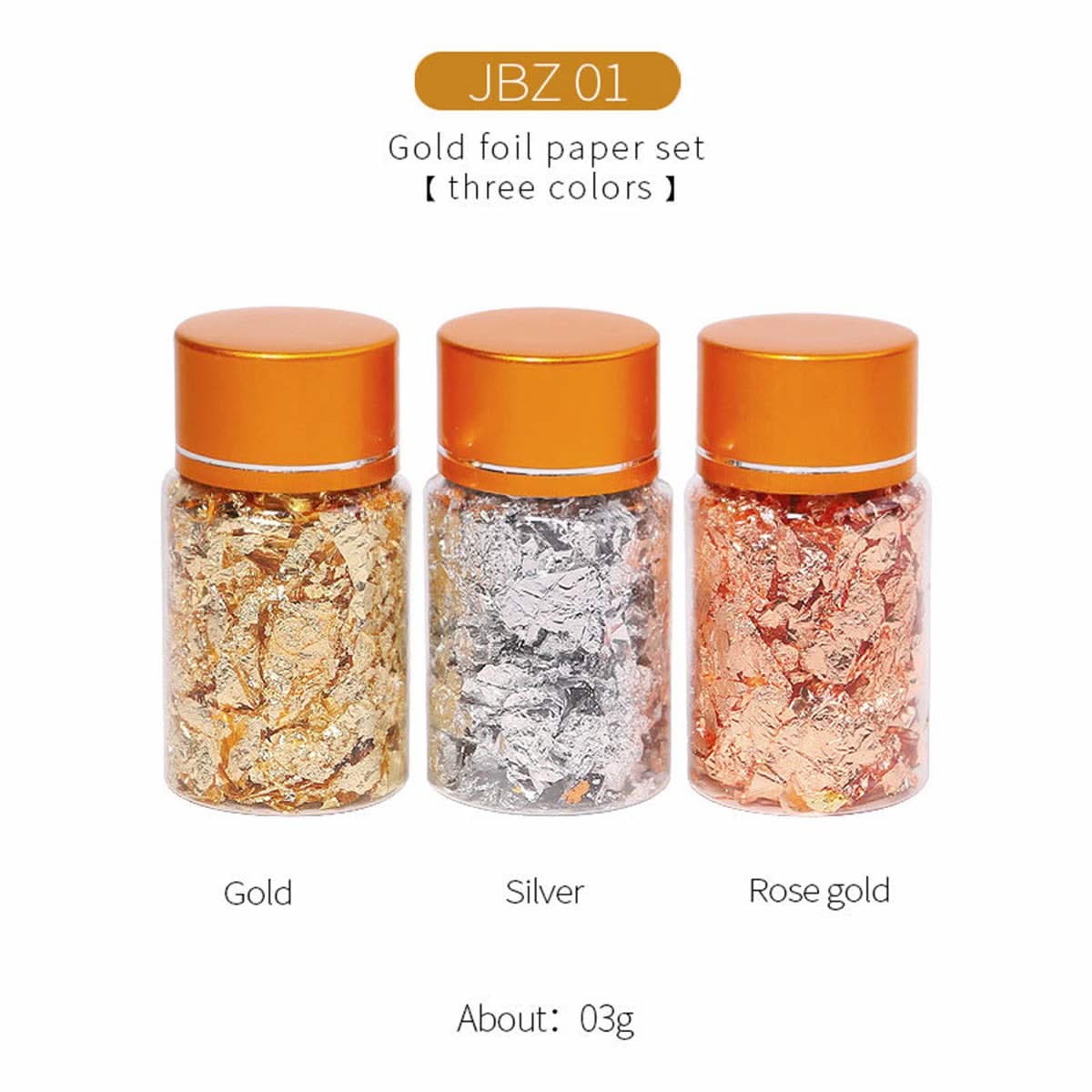 3 Jars of Foil Set - JBZ01 - 3g - DTK Nail Supply
