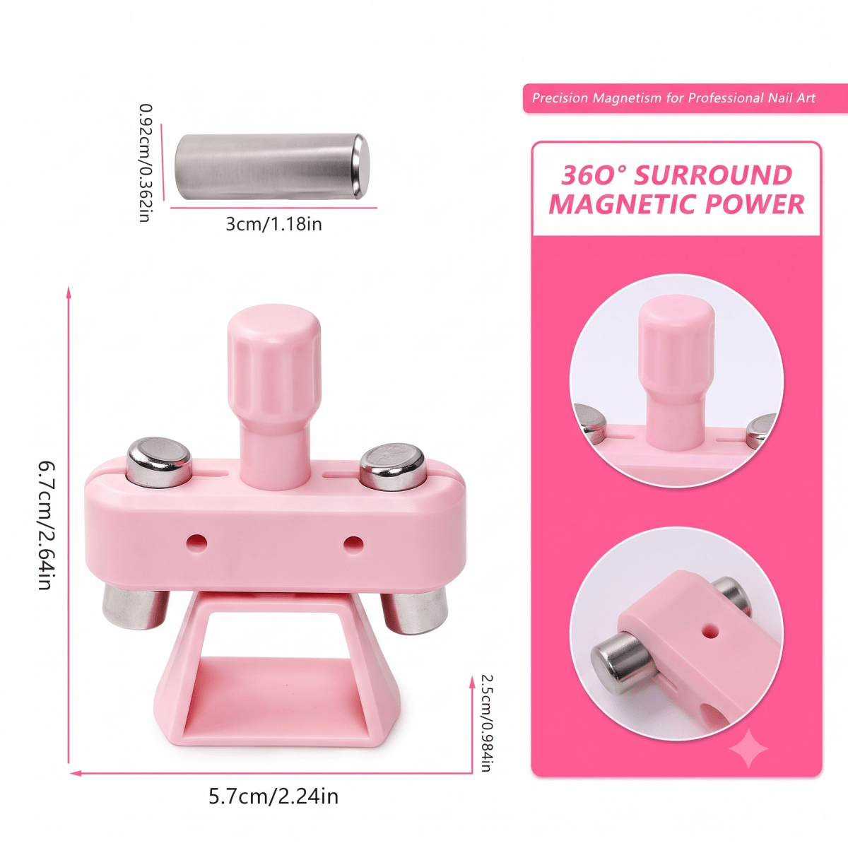 360° Rotating Gyroscope Magnet - Pink - DTK Nail Supply