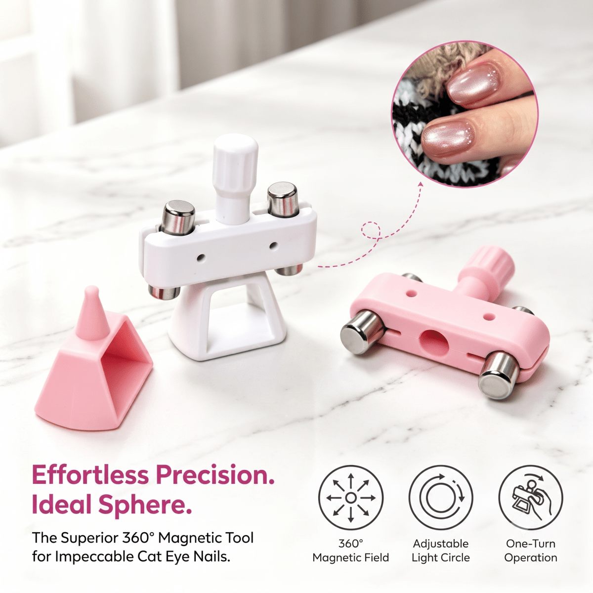 360° Rotating Gyroscope Magnet - Pink - DTK Nail Supply