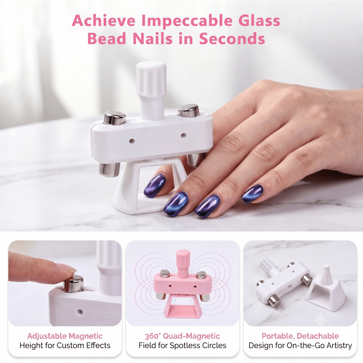 360° Rotating Gyroscope Magnet - Pink - DTK Nail Supply