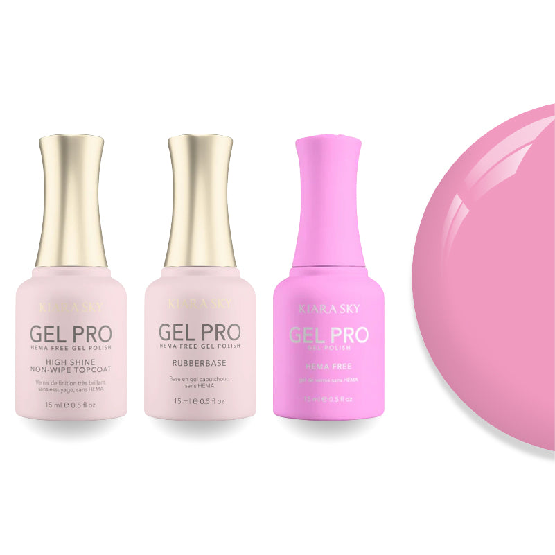 Kiara Sky Gel Pro Polish - HEMA-Free Rubber Base - High-Shine Non-Wipe Top Coat - 037 Pink Bliss