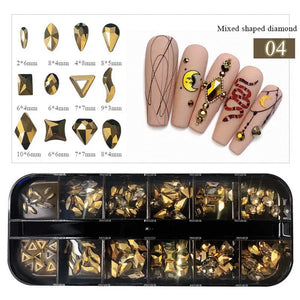 12 Grids Flatback Rhinestones RB-21 Mine Gold