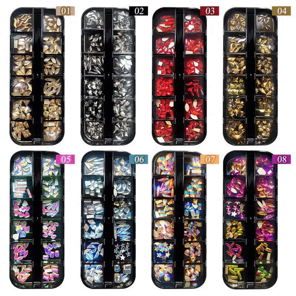12 Grids Flatback Rhinestones RB-20 Pink AB