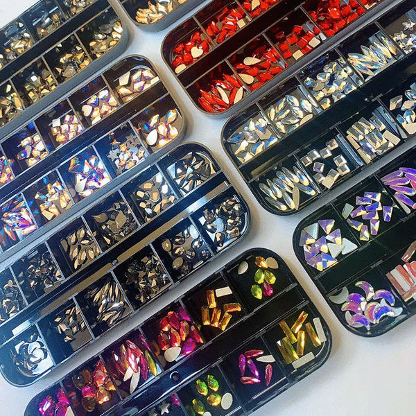 12 Grids Flatback Rhinestones RB-20 Pink AB