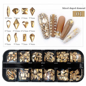 12 Grids Flatback Rhinestones RB-22 Champagne