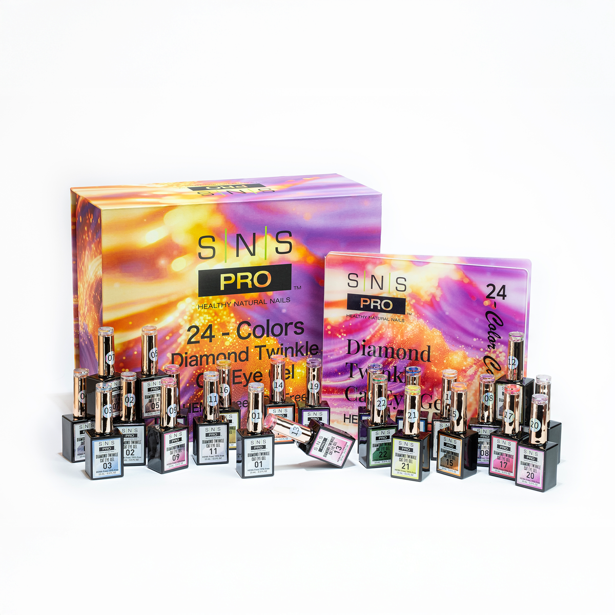SNS Pro Cat Eye - Set 24 Colors - HEMA & TPO Free - Diamond Twinkle Collection - DTK Nail Supply