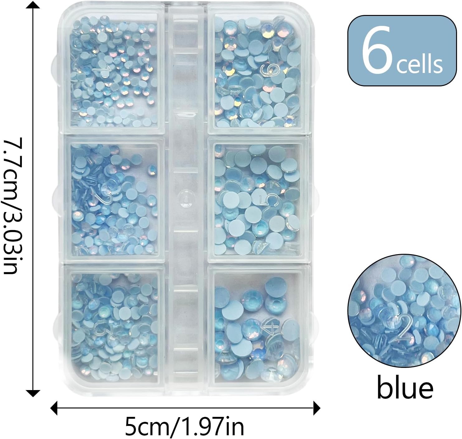 3D Beads Nail Art Rhinestones Mixed Size - Blue - DTK Nail Supply