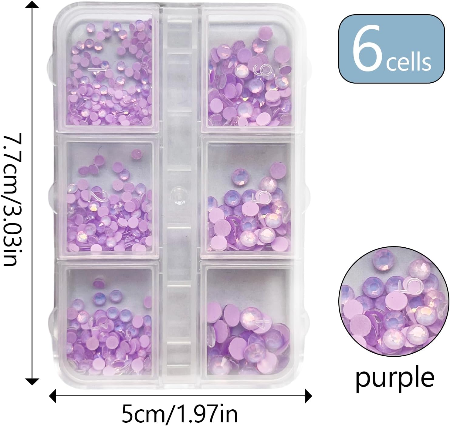 3D Beads Nail Art Rhinestones Mixed Size - Purple - DTK Nail Supply