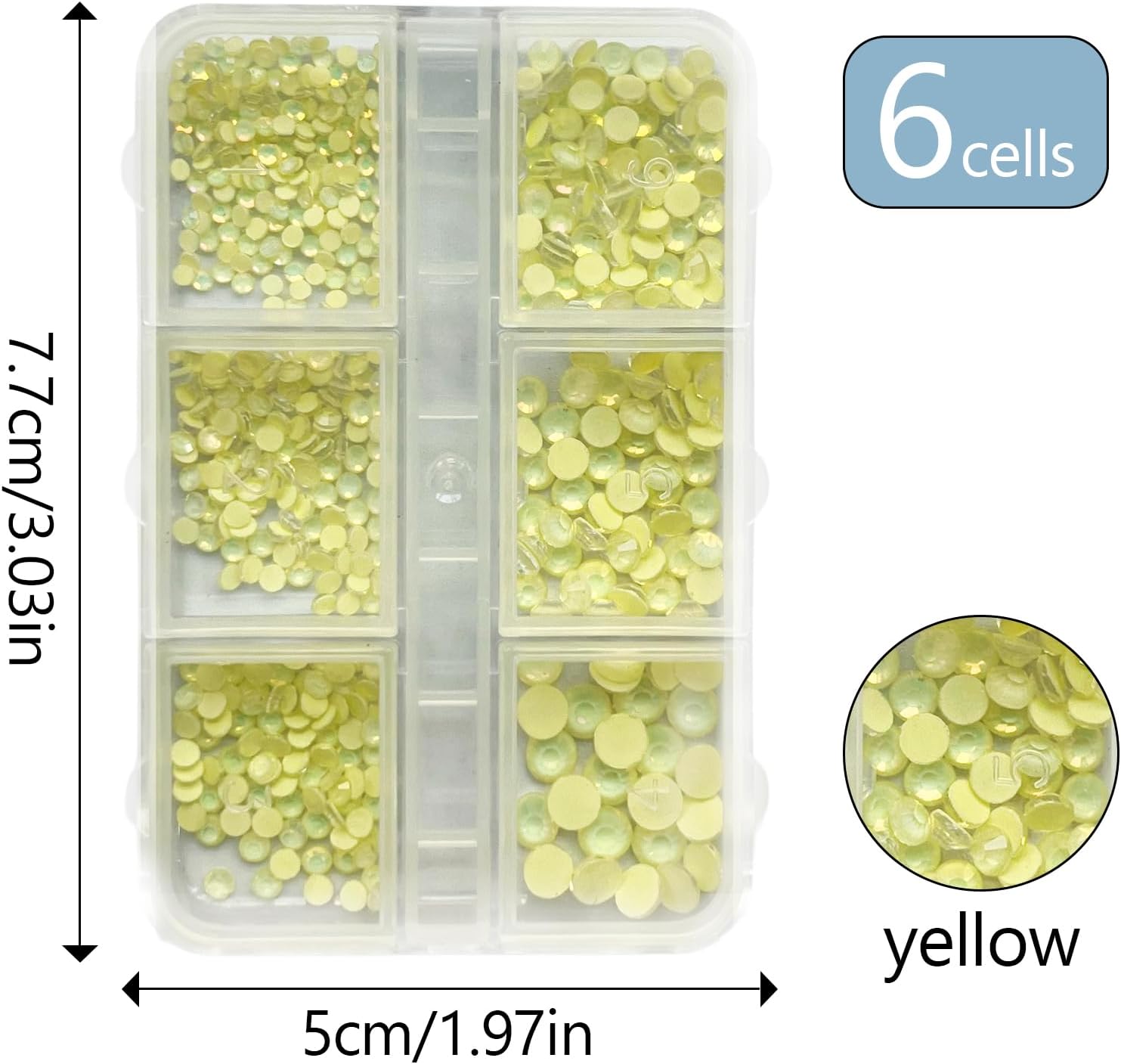 3D Beads Nail Art Rhinestones Mixed Size - Yellow - DTK Nail Supply