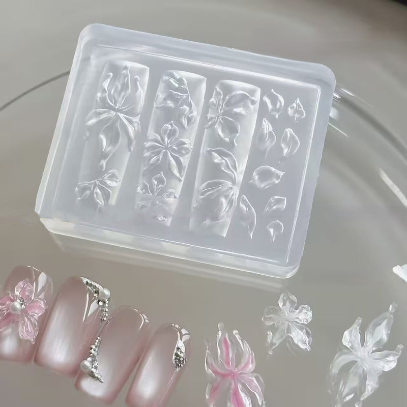 3D Nail Charm Mold 16 - Leaves & Flowers - DTK Nail Supply