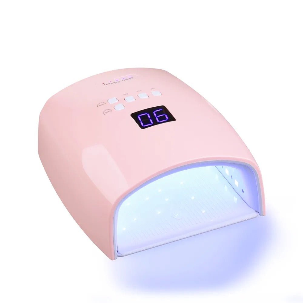 48W LED Nail Lamp With Handle Pink - DTK Nail Supply
