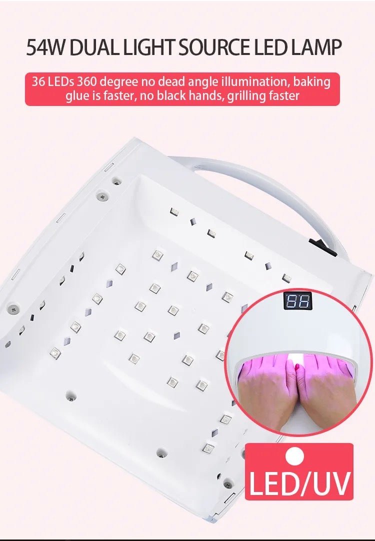48W LED Nail Lamp With Handle White - DTK Nail Supply