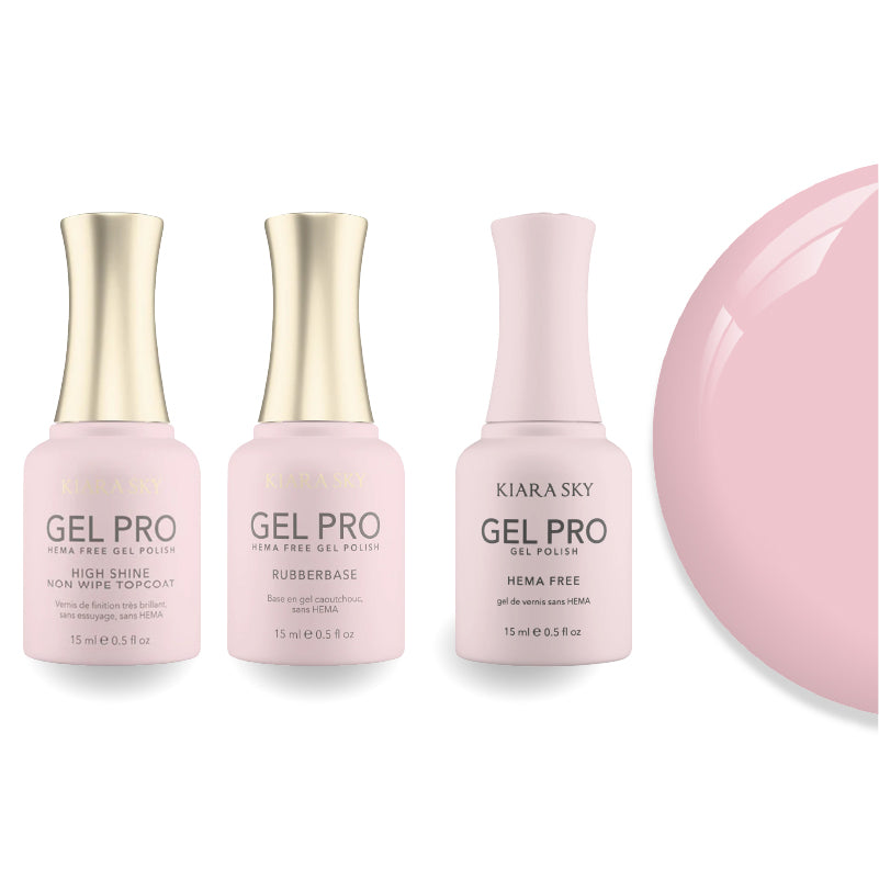 Kiara Sky Gel Pro Polish - HEMA-Free Rubber Base - High-Shine Non-Wipe Top Coat - 004 Whisper