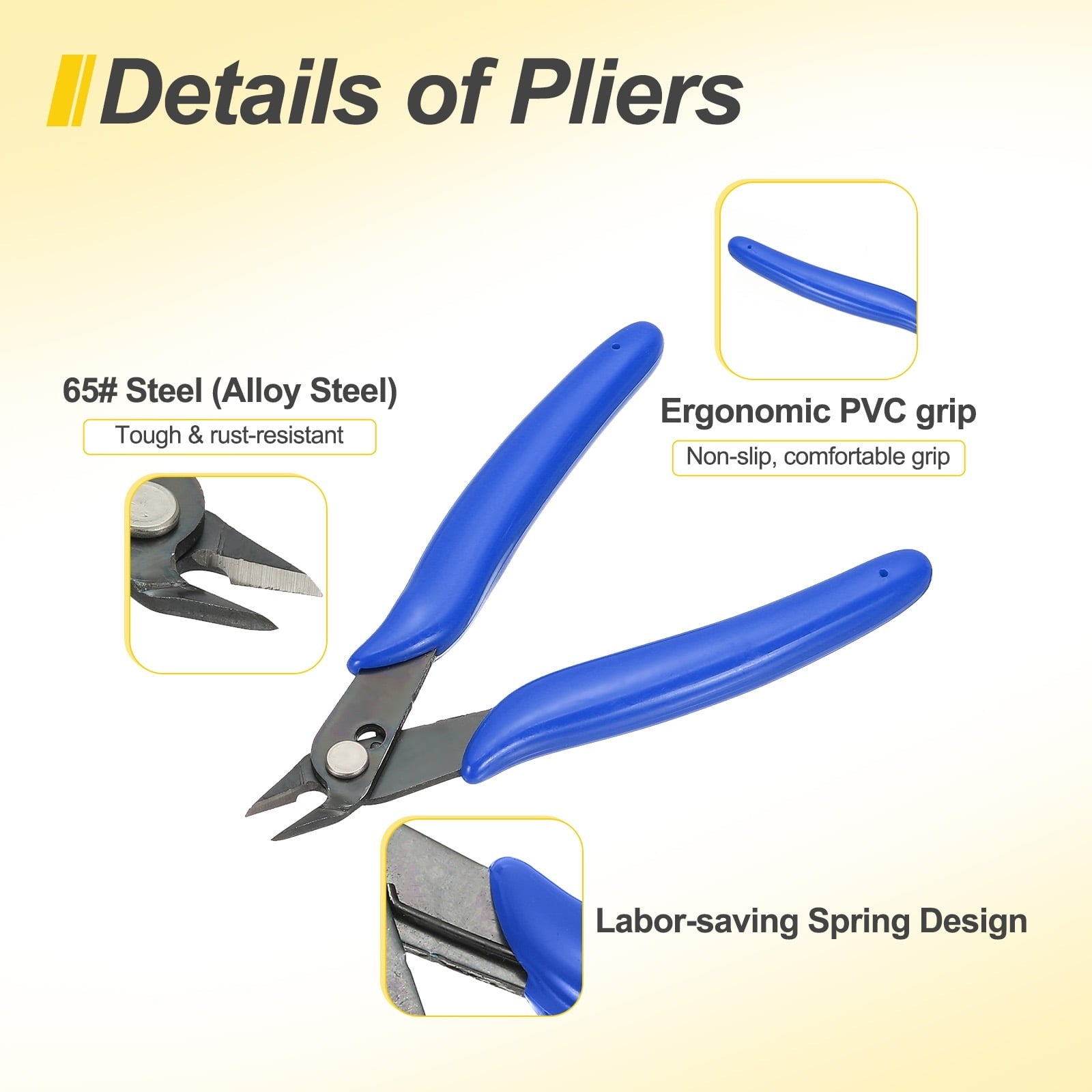 5" Flush Cut Pliers Small Precision Wire Cutter Side Cutter Diagonal Cutting Pliers for Jewelry Model Electronic 3D Print, Blue - DTK Nail Supply