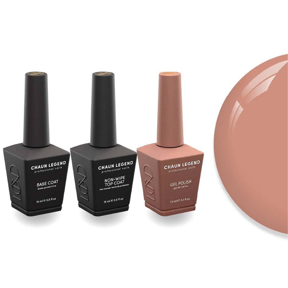DTK Nail Supply - Authentic CHAUN LEGEND Non-Wipe Top Coat - Base Coat Duo - LG5108 Nutty Delight for wholesale salon use