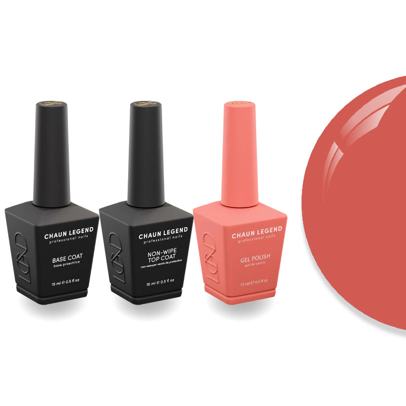 Chaun Legend Non-Wipe Top Coat - Base Coat Duo - LG5160 Tag Me Tangerine