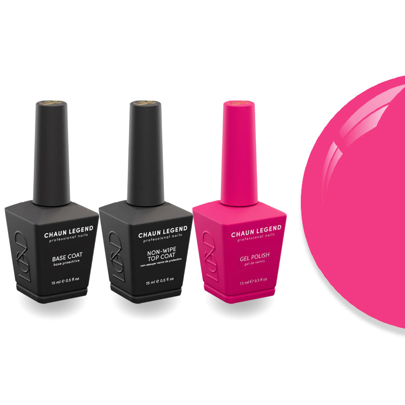 Chaun Legend Non-Wipe Top Coat - Base Coat Duo - LG5185 Hot Mess Magenta