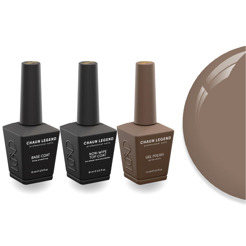 Chaun Legend Non-Wipe Top Coat - Base Coat Duo - LG5204 Taupe That Talk