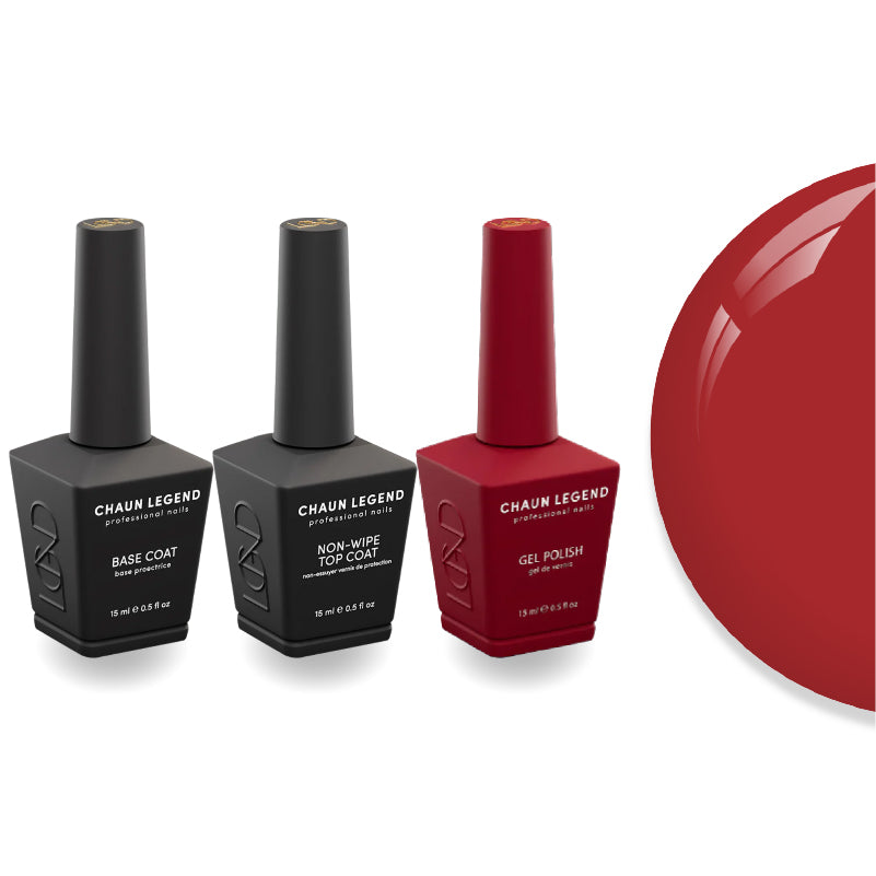 Chaun Legend Non-Wipe Top Coat - Base Coat Duo - LG5211 Red Hot Ridley