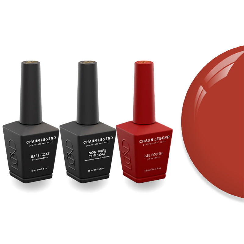 DTK Nail Supply - Authentic CHAUN LEGEND Non-Wipe Top Coat - Base Coat Duo - LG5213 Koko Red for wholesale salon use