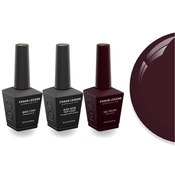 Chaun Legend Non-Wipe Top Coat - Base Coat Duo - LG5222 Heart Beet