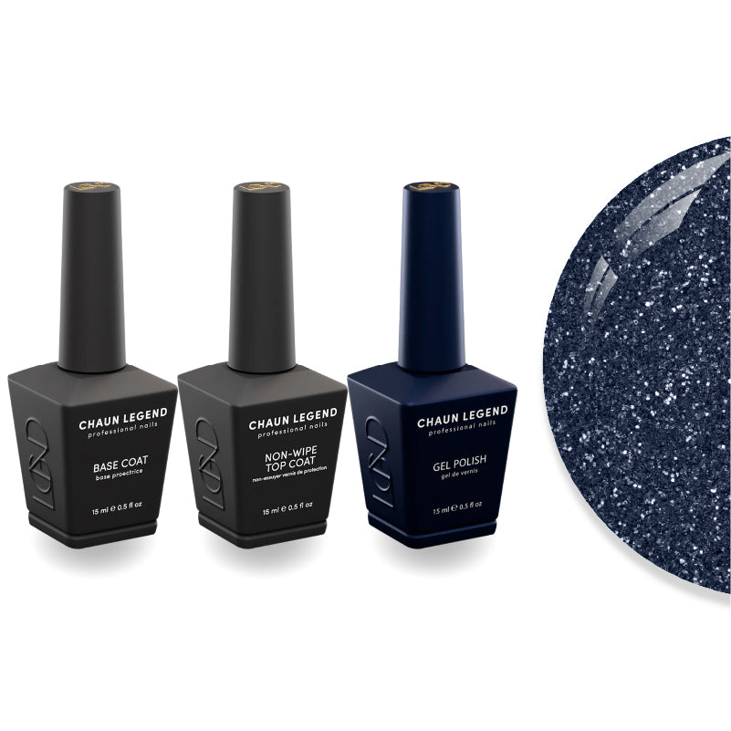 Chaun Legend Non-Wipe Top Coat - Base Coat Duo - LG5236 Midnight Rendezblue