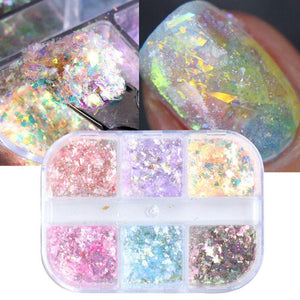  6 Grids of Iridescent Flakes - OB - #1 - Opal by OTHER sold by DTK Nail Supply