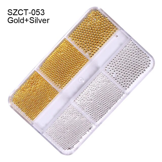  6 Grids of Ball Beads - SZCT 053 - Gold/Silver by Nail Charm sold by DTK Nail Supply