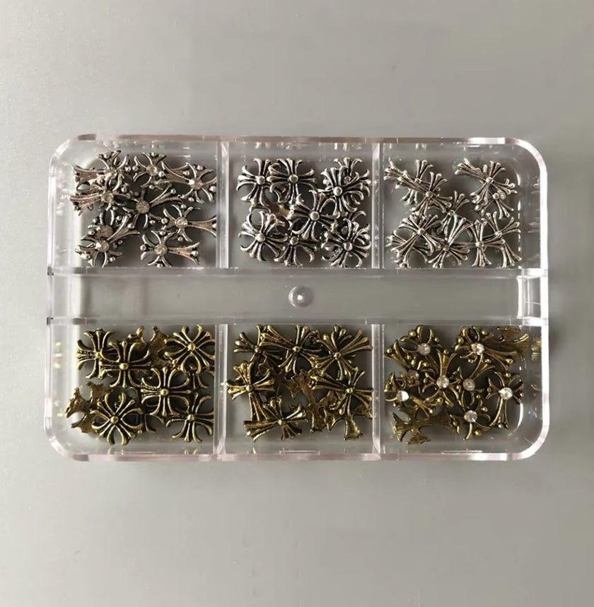 6 Grid Gold Silver Cross Metal - DTK Nail Supply