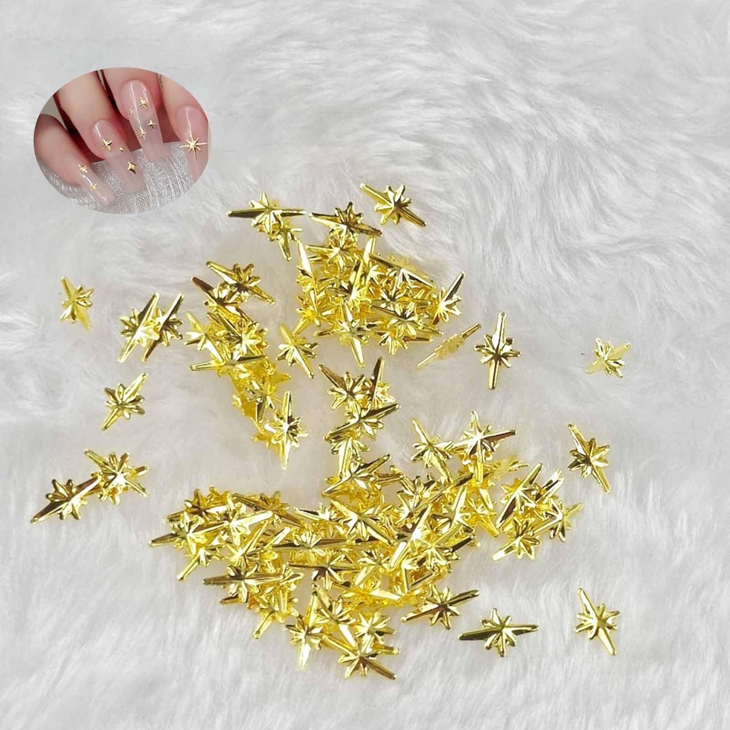 6 grid/box Mixed Alloy Nail Art Accessories - Stars - DTK Nail Supply