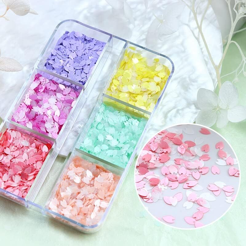 6 Grids Flower Flakes Charms 04 Pastel - DTK Nail Supply
