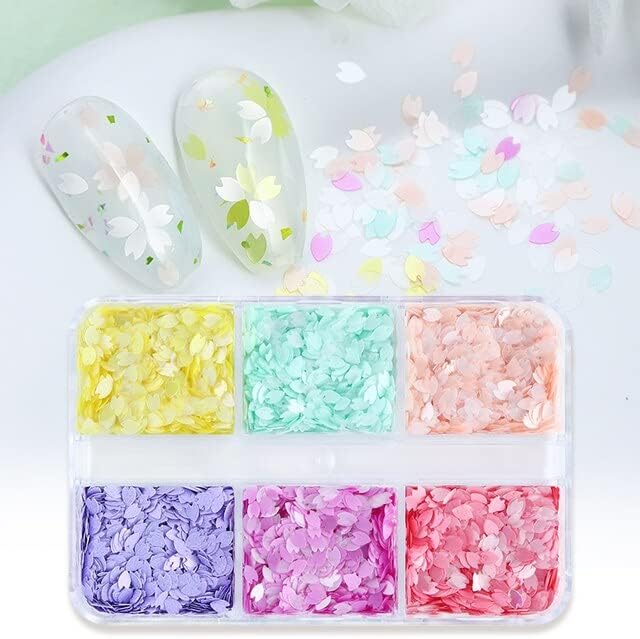 6 Grids Flower Flakes Charms 04 Pastel - DTK Nail Supply