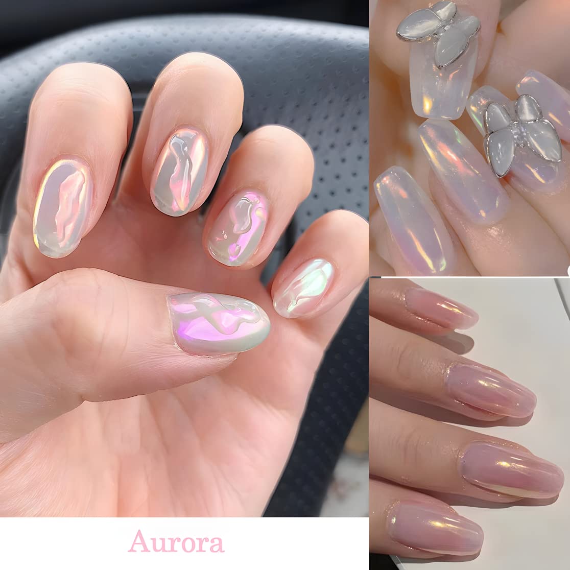 6 Grids of Chrome Powder - 1909 - 12 - 2 - Aurora Pearl - DTK Nail Supply