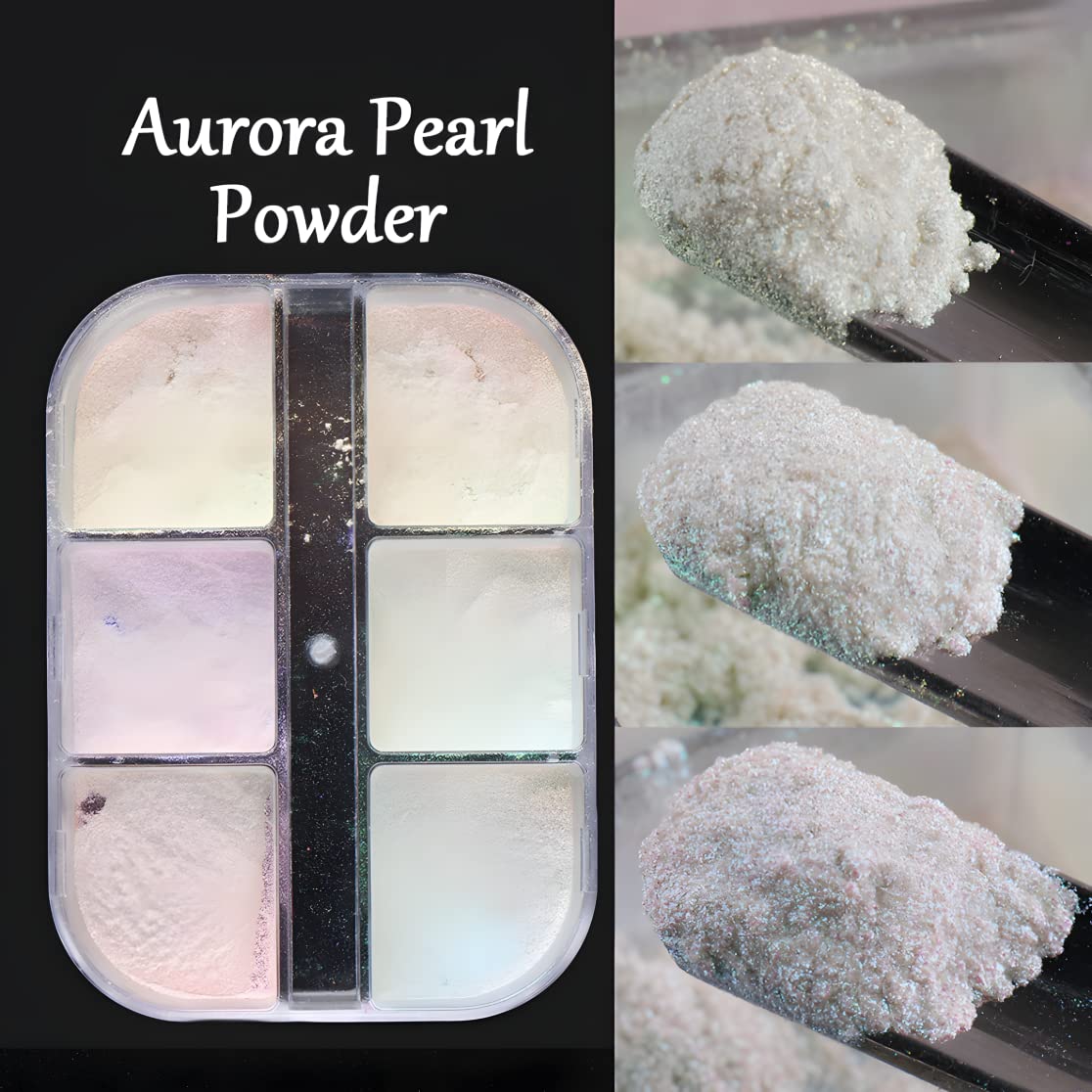 6 Grids of Chrome Powder - 1909 - 12 - 2 - Aurora Pearl - DTK Nail Supply