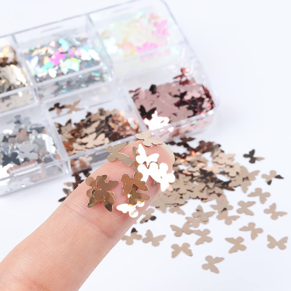 6 Grids of Holographic Sequins - 1 Butterfly - DTK Nail Supply