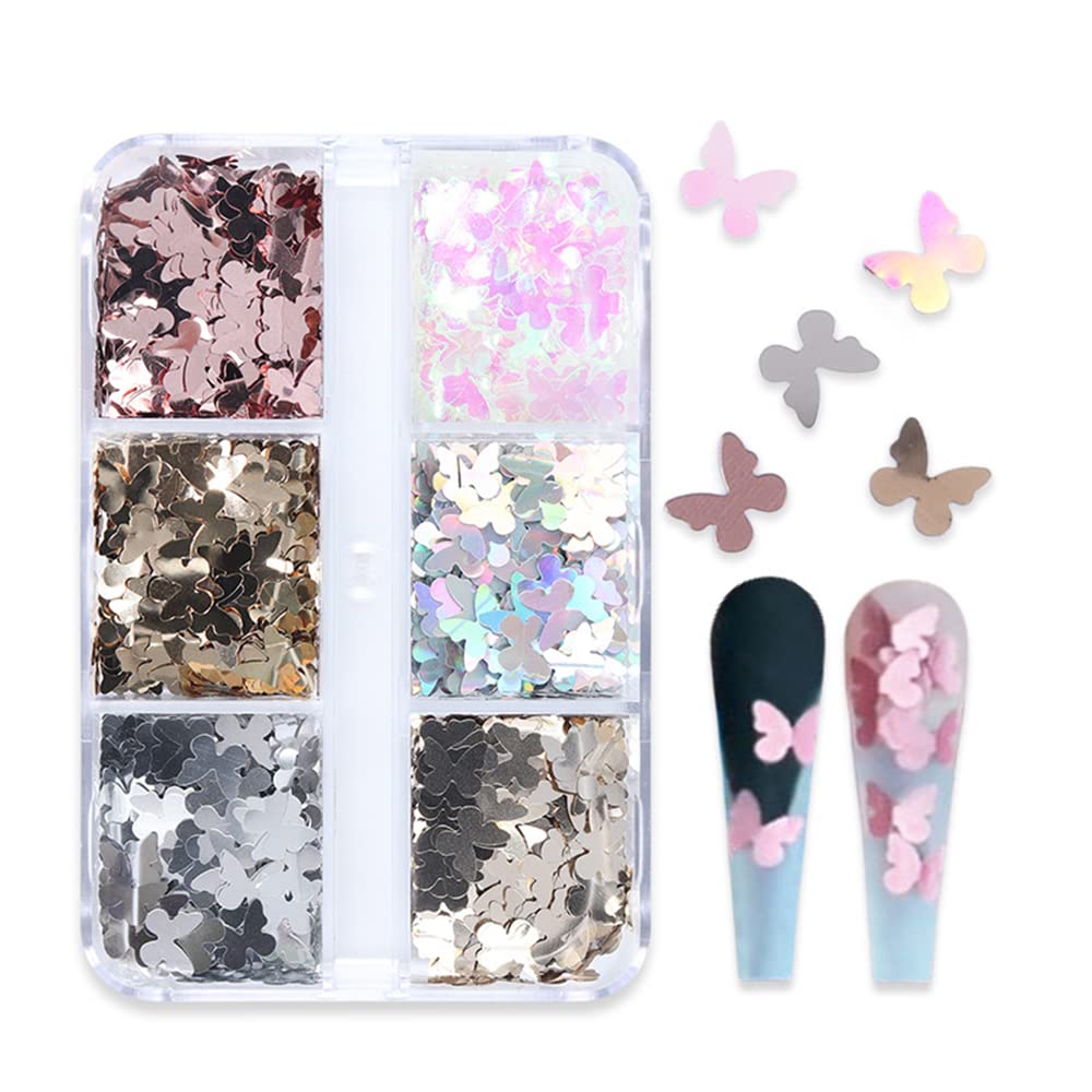 6 Grids of Holographic Sequins - 1 Butterfly - DTK Nail Supply