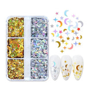 6 Grids of Holographic Sequins - 13 Moon Stars - DTK Nail Supply