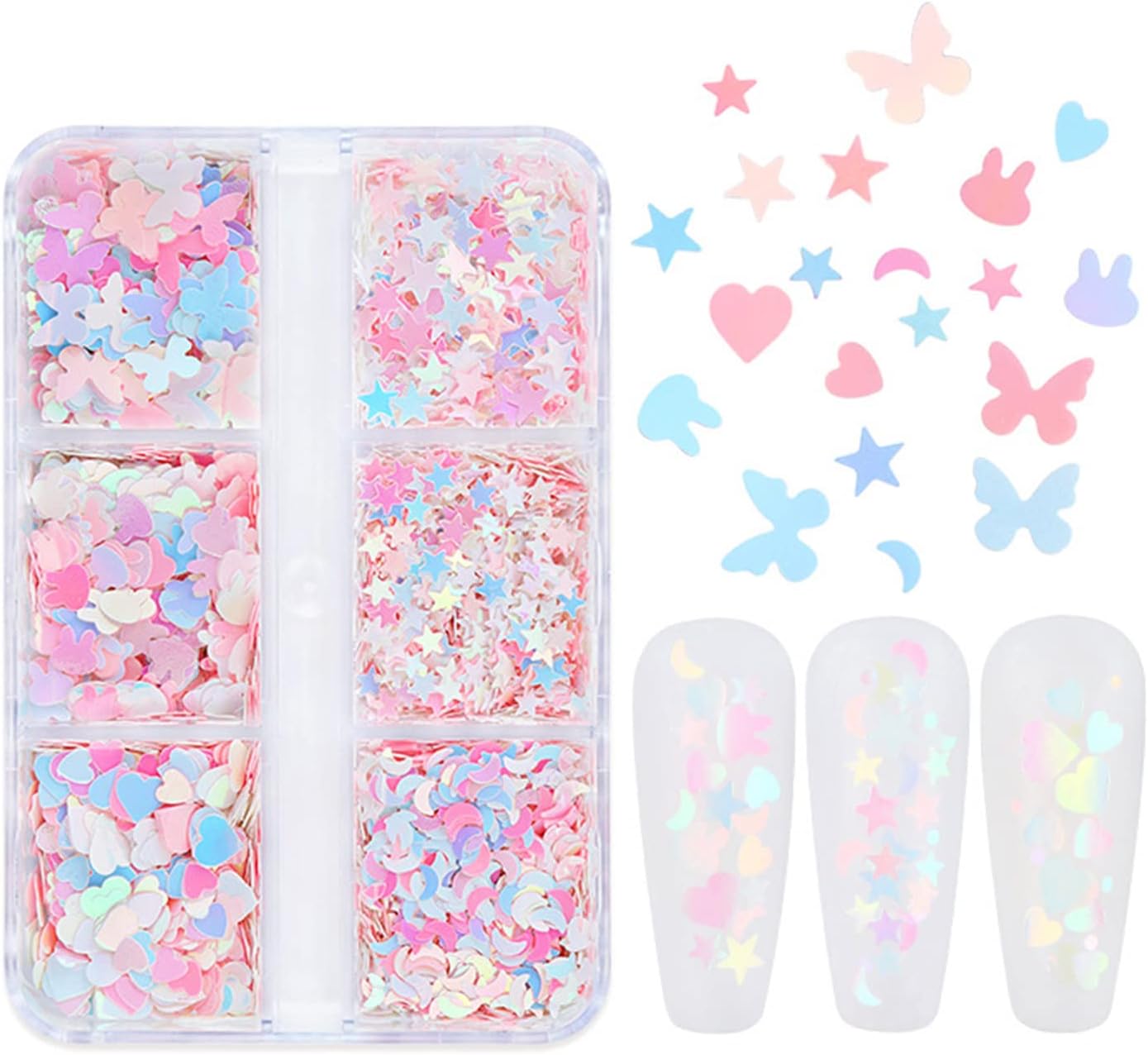 6 Grids of Holographic Sequins - 17 Dreamy - DTK Nail Supply